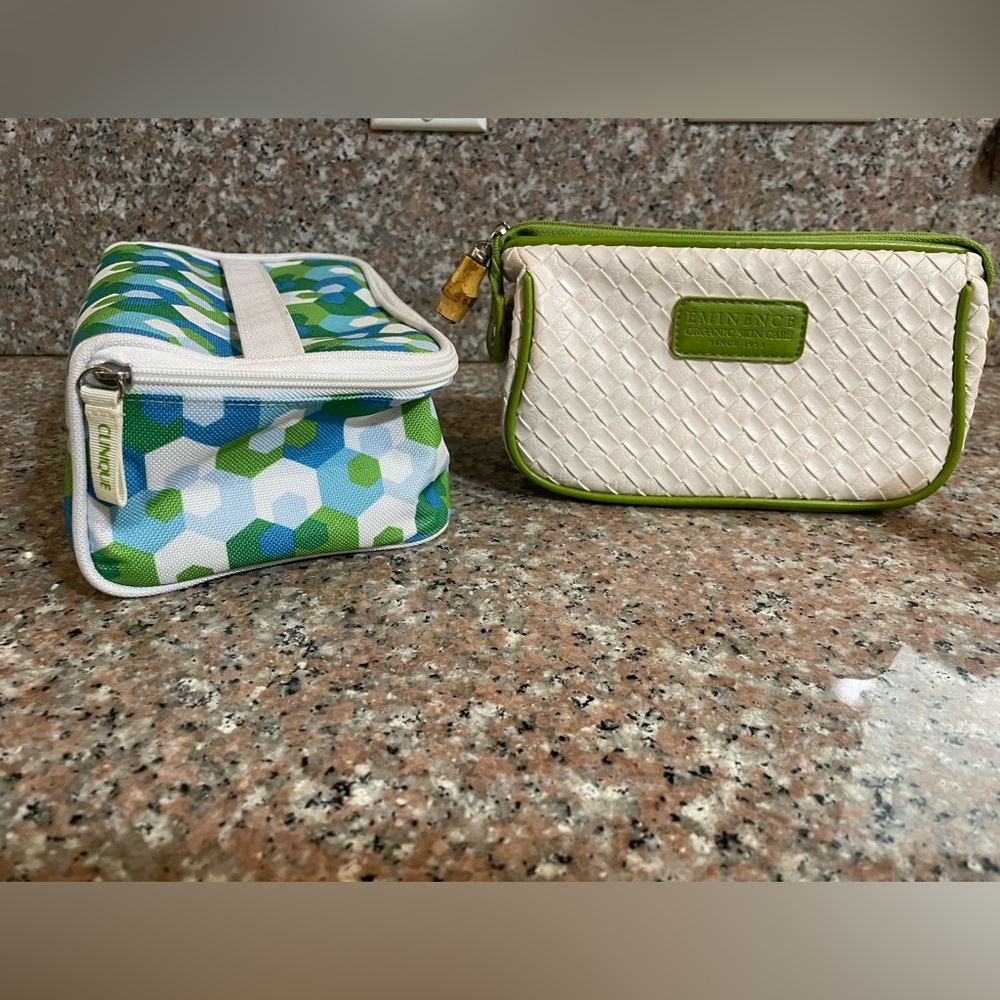Clinique, cosmetic bag and Eminence bag